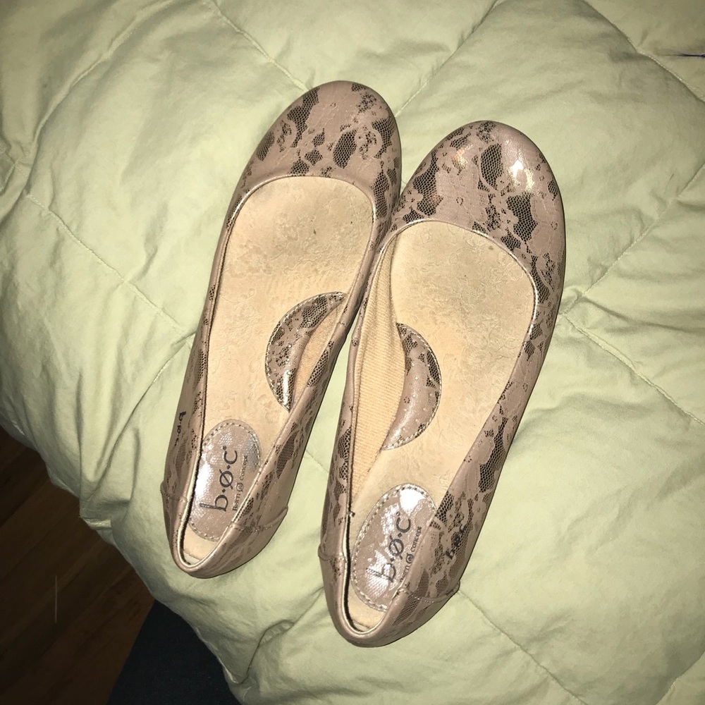 vegan pink,nude,gold flats floral snakeskin sz 7.5